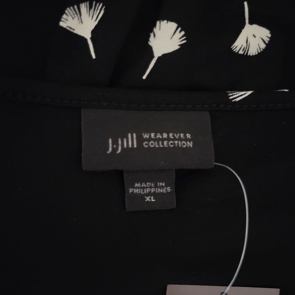 J Jill Wearever Collection XL Midi Dress New Blouson Dandelion Fluff Black White - Picture 4 of 11